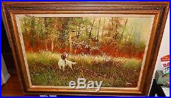 Barry Hound Dog Hunting Quail Bird Original Oil On Canvas Landscape Painting