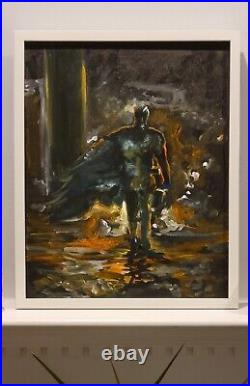 Batman Original Painting Comic Dark Shadow Light 16x20 Art on canvas by M Kravt