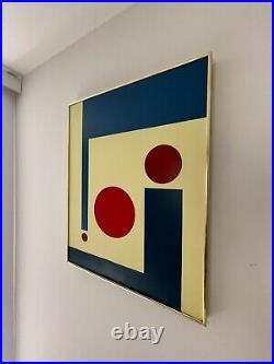 Bauhaus / Midcentury Geometric Op Art Abstract Painting on Canvas, 24x30 Signed