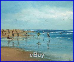 Beach Day Oil on Canvas Original Painting by Dusan Ocean Coast Waves Sand