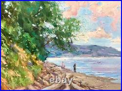 Beachcomber painting original landscape art oil on canvas 12x16