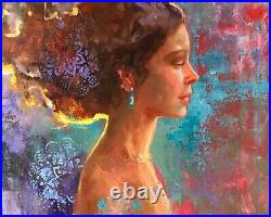 Beautiful Fantasy Woman painting portrait original oil on canvas impressionism