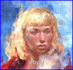 Beautiful Girl painting portrait original oil on canvas impressionism artwork