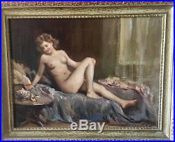 Beautiful Nude Original oil On Canvas painting Attilio TORO Italian (1892-1982)
