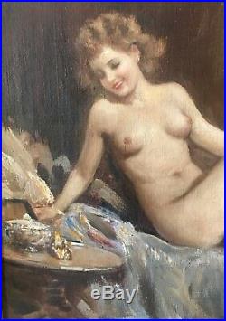 Beautiful Nude Original oil On Canvas painting Attilio TORO Italian (1892-1982)