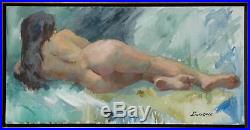 Beautiful Original Oil on Canvas Reclining Nude Attributed to George Burrows