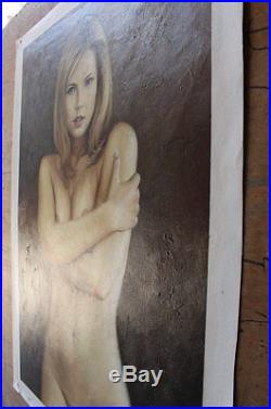 Beauty Russian nude girl art original oil painting on canvas portrait 24x36
