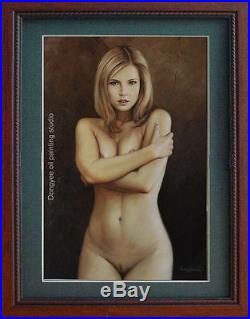 Beauty Russian nude girl art original oil painting on canvas portrait 24x36