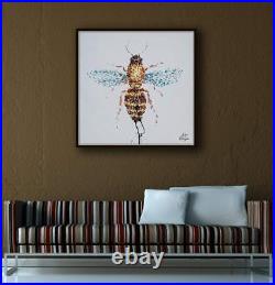 Bee painting 25, Animal painting, original art on canvas, by Koby Feldmos