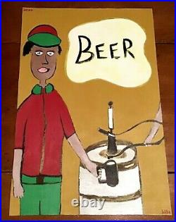 Beer Advertising Bar Painting On Loose Canvas. 20 X 30 By Jordok. Big