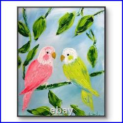 Birds Couple 11x14 Canvas Original Artwork Home Decor Fine Art Expressionist