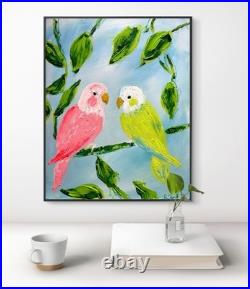 Birds Couple 11x14 Canvas Original Artwork Home Decor Fine Art Expressionist