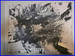 Black And White Acrylic Abtract Painting A 20x16 Inch Canves