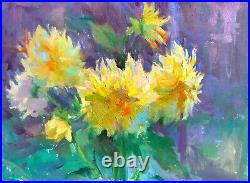 Blooming Dahlia Painting Original Floral Oil On Canvas Impressionist Art 12x16