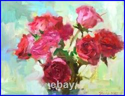 Blooming Roses Painting Original Floral Acrylic On Canvas Impressionist Art