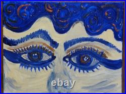 Blue Lady Eyes Unique Abstract Expressionism Wall Art Canvas Acrylic 11x14