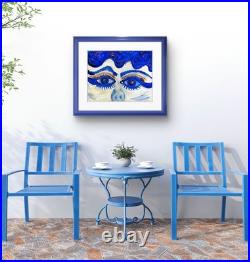 Blue Lady Eyes Unique Abstract Expressionism Wall Art Canvas Acrylic 11x14