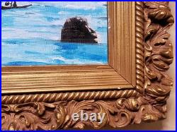 Boats In The Bay Original Oil Painting Framed MCP Michael C. Pitts Landscape