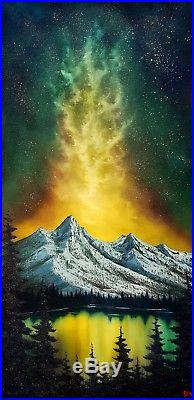 Bob Ross Paint with Original Oil Painting by seller on Huge 24x48 canvas