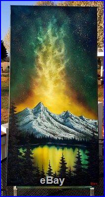 Bob Ross Paint with Original Oil Painting by seller on Huge 24x48 canvas