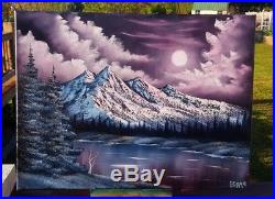 Bob Ross Style Original Oil Painting Purple Haze on 18x24 canvas