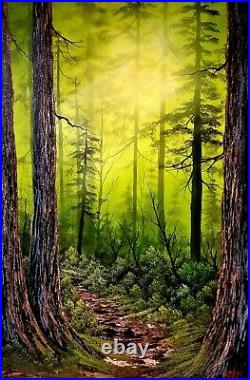 Bob Ross Style Original Oil Painting as the forest turns 24x36 canvas