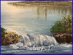 Bob Ross style original landscape oil painting Mountain River 16x20
