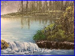 Bob Ross style original landscape oil painting Mountain River 16x20