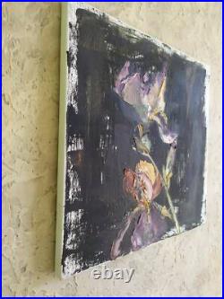 Bold Floral Art Irises, Original Oil Painting on Canvas, 14x14 in