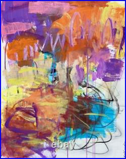 Bold Raw Colorful Urban OOAK painting Contemporary Abstract Art on canvas byKat