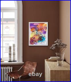 Bold Raw Colorful Urban OOAK painting Contemporary Abstract Art on canvas byKat