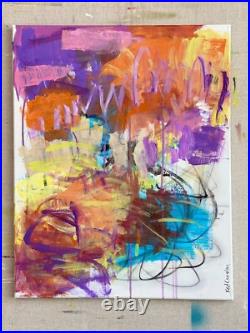 Bold Raw Colorful Urban OOAK painting Contemporary Abstract Art on canvas byKat