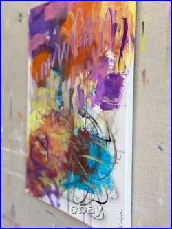 Bold Raw Colorful Urban OOAK painting Contemporary Abstract Art on canvas byKat