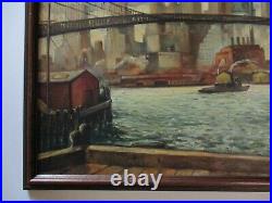 Brooklyn Bridge Oil Painting American Industrial Impressionist Regionalism Wpa