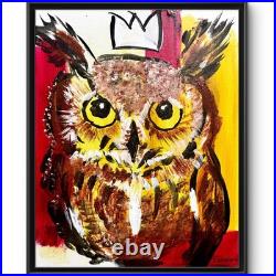 Brown Owl Painting Canvas Rutenberg Original 11x14 Expressionist Crowned 589