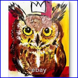 Brown Owl Painting Canvas Rutenberg Original 11x14 Expressionist Crowned 589