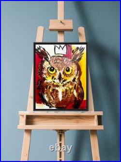 Brown Owl Painting Canvas Rutenberg Original 11x14 Expressionist Crowned 589