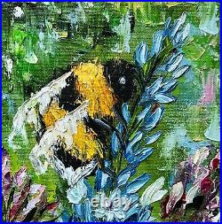 Bumblebee Oil Painting On Canvas Honey Bee Original Artwork Ukraine Signed Art