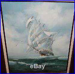 C. Million Sailing Ship Large Original Oil On Canvas Seascape Painting
