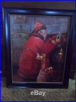 C RARE Pipka Original Art For Christmas Figurine Oil on Canvas Santa 38 x 31.5