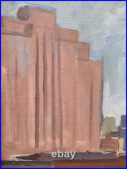 C1940s New York Modern School Painting Of New York City Empire State Building