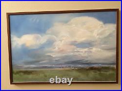 CAROL LOPEZ- FOOTHILLS, BILLOWING CLOUDS Original Oil Painting Canada Mountains