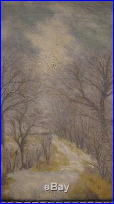 CHARLES COOKE 1918c ORIGINAL OIL PAINTING ON CANVAS SHOWS WINTER SCENE, SIGNED