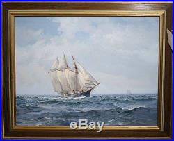CHARLES VICKERY BEAUTIFUL Original Oil on Canvas Clipper Under Sail