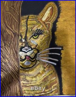 CK Original Signed gold Abstract Tiger Tree Acrylic Painting Canvas 2025