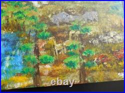 (CL 5) PAINTING ORIGINAL ACRYLIC ON CANVAS PANEL 16X20 Hidden Animals