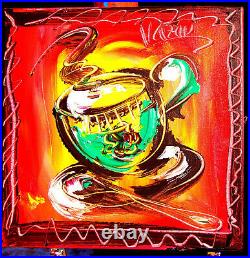 COFFEE ART Original Oil Painting on canvas IMPRESSIONIST BY MARK KAZAV