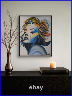COLOURFUL PORTRAIT WOMAN 16x20 ABSTRACT POP ART CANVAS PAINTING MODERN DESIGN