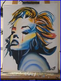 COLOURFUL PORTRAIT WOMAN 16x20 ABSTRACT POP ART CANVAS PAINTING MODERN DESIGN