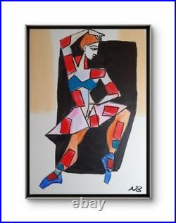 CUBISM WOMAN 12x16 FIGURATIVE ABSTRACT EXPRESSIONIST ART ORIGINAL PAINTING NEW